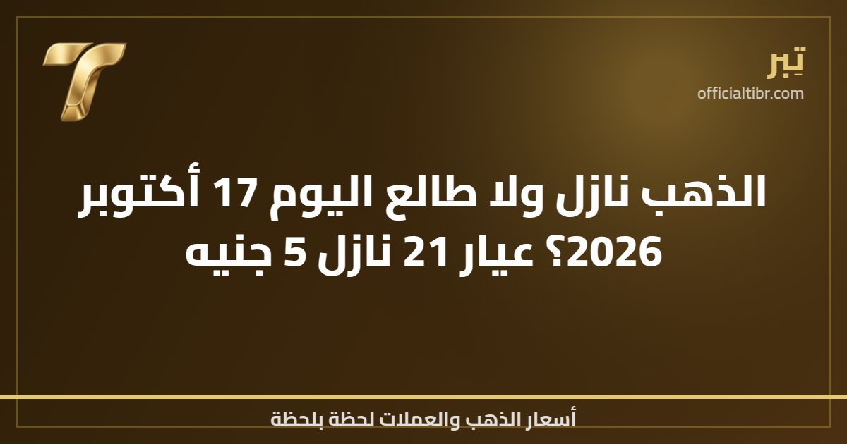الذهب نازل ولا طالع اليوم 17 أكتوبر 2026؟ عيار 21 نازل 5 جنيه