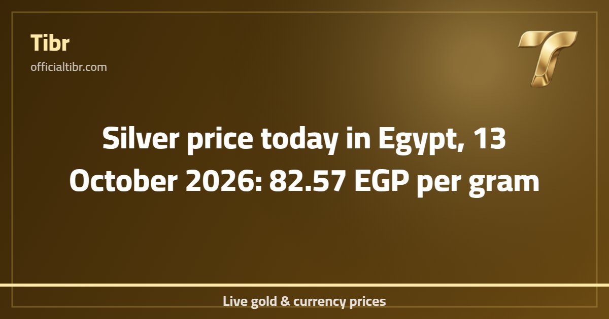 Silver price today in Egypt, 13 October 2026: 82.57 EGP per gram