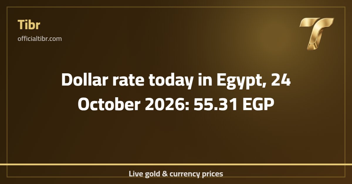 Dollar rate today in Egypt, 24 October 2026: 55.31 EGP