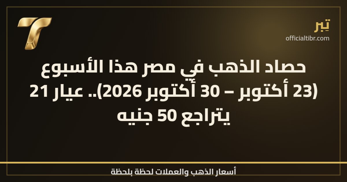 حصاد الذهب في مصر هذا الأسبوع (23 أكتوبر – 30 أكتوبر 2026).. عيار 21 يتراجع 50 جنيه