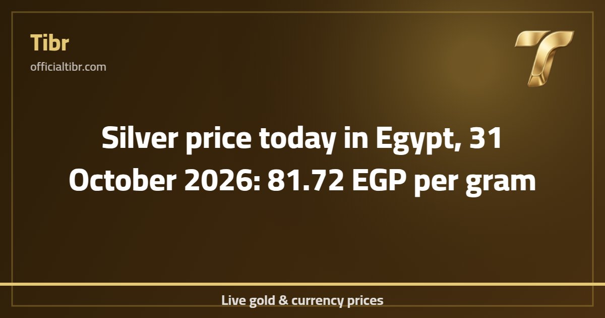 Silver price today in Egypt, 31 October 2026: 81.72 EGP per gram