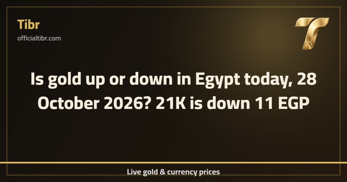 Is gold up or down in Egypt today, 28 October 2026? 21K is down 11 EGP