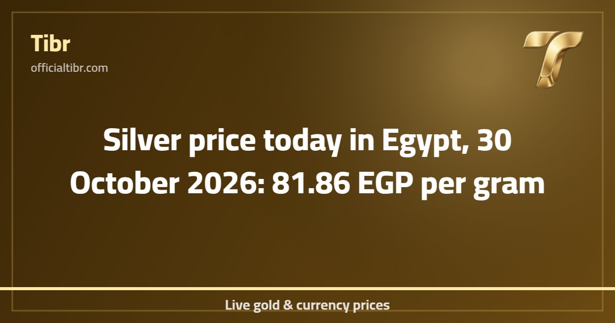 Silver price today in Egypt, 30 October 2026: 81.86 EGP per gram
