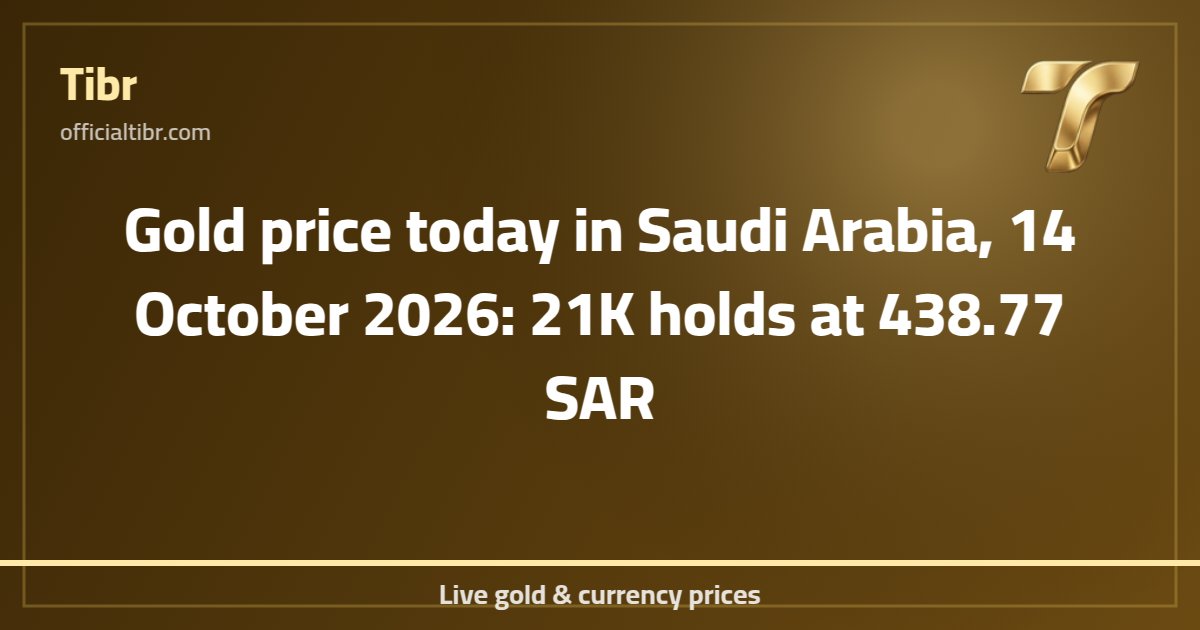 Gold price today in Saudi Arabia, 14 October 2026: 21K holds at 438.77 SAR